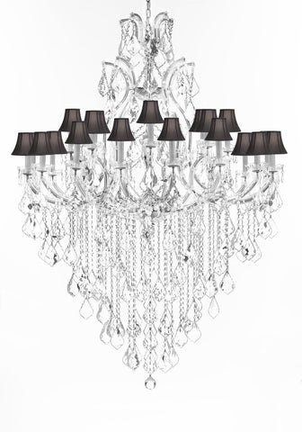Crystal Chandelier Lighting Chandeliers H65"X W46" Great for the Foyer, Entry Way, Living Room, Family Room and More w/Black Shades - A500-B12/BLACKSHADES/CS/52/2MT/24+1