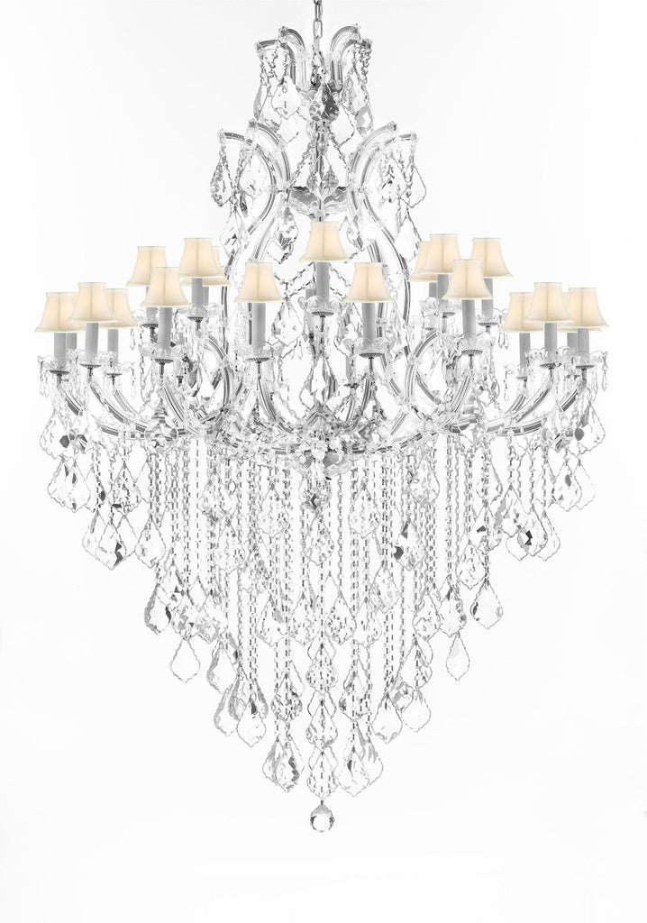 Crystal Chandelier Lighting Chandeliers H65" XW46" Great for the Foyer, Entry Way, Living Room, Family Room and More w/White Shades - A500-B12/WHITESHADES/CS/52/2MT/24+1