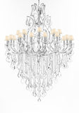 Swarovski Crystal Trimmed Chandelier Lighting Chandeliers H65"XW46" Great for the Foyer, Entry Way, Living Room, Family Room and More w/White Shades - A500-B12/WHITESHADES/CS/52/2MT/24+1SW