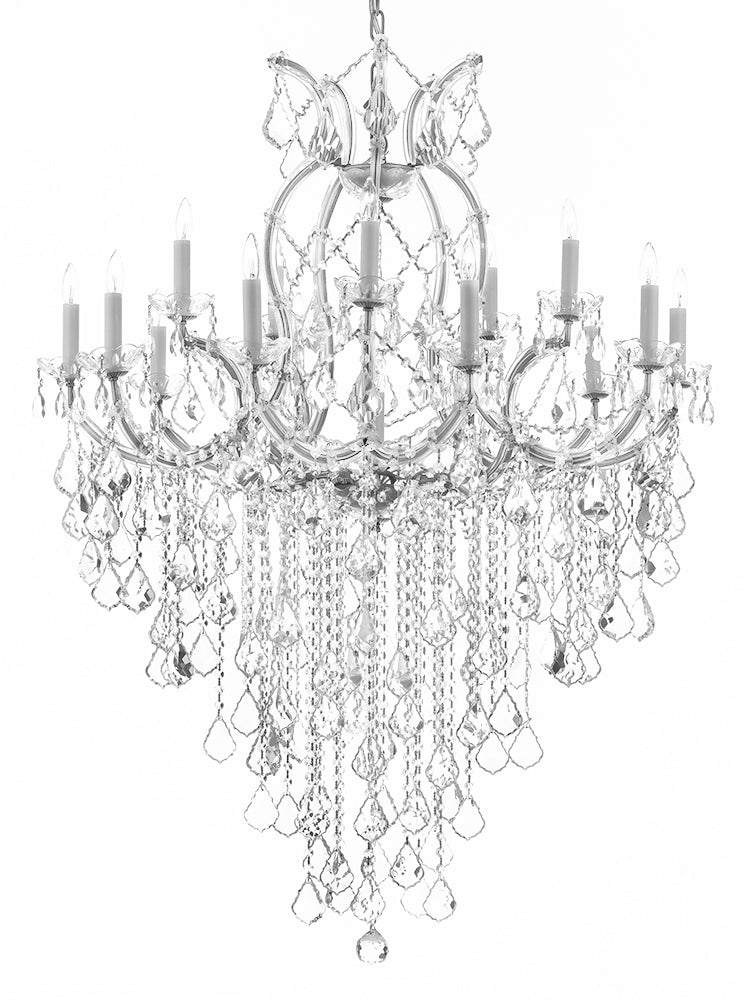 Maria Theresa Chandelier Empress Crystal (Tm) Lighting Chandeliers H50" X W37" Great For Large Foyer / Entryway - A83-B12/Silver/21510/15+1