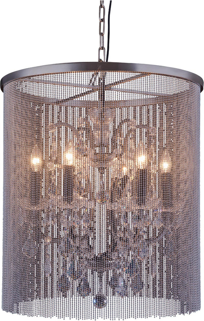 C121-1131D22MB/RC By Elegant Lighting - Brooklyn Collection Mocha Brown Finish 6 Lights Pendant lamp