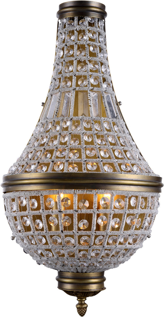 C121-1209W13FG/RC By Elegant Lighting - Stella Collection French Gold Finish 3 Lights Wall Sconce