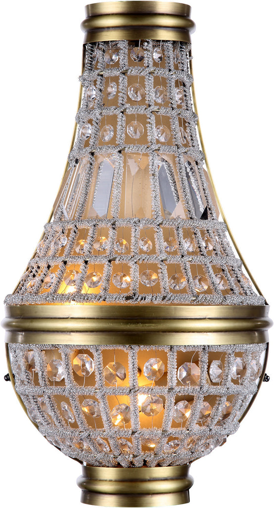 C121-1209W9FG/RC By Elegant Lighting - Stella Collection French Gold Finish 2 Lights Wall Sconce
