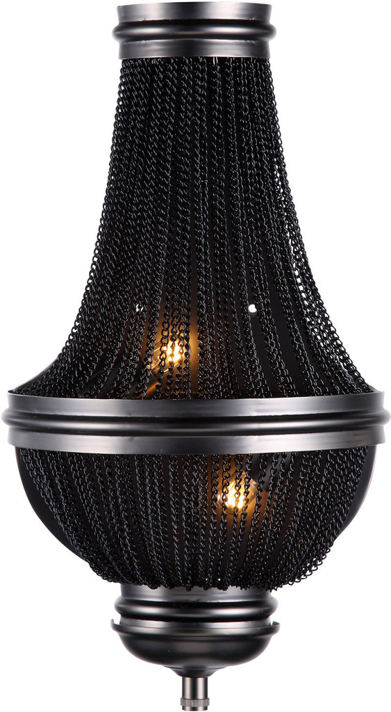 C121-1210W9DG By Elegant Lighting - Paloma Collection Dark Grey Finish 2 Lights Wall Sconce