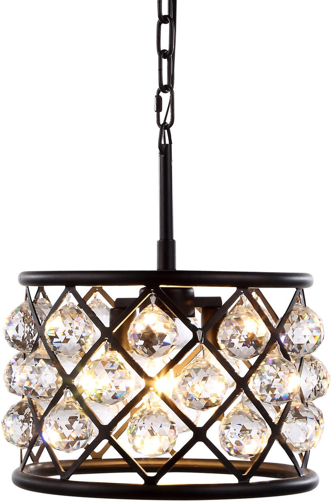 C121-1214D12MB/RC By Elegant Lighting - Madison Collection Mocha Brown Finish 3 Lights Pendant Lamp