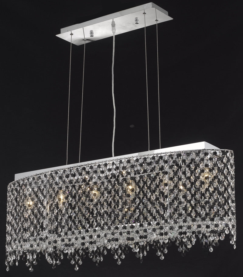 C121-1392D38C-LP/RC By Elegant Lighting Moda Collection 6 Light Chandeliers Chrome Finish