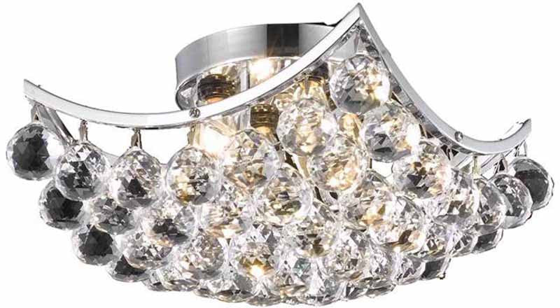 ZC121-V9800F12C/EC By Elegant Lighting - Corona Collection Chrome Finish 4 Lights Flush Mount