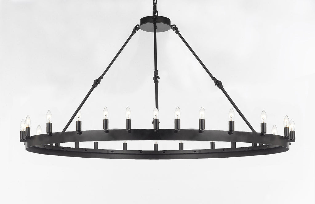 Wrought Iron Vintage Barn Metal Castile One Tier Chandelier Chandeliers Industrial Loft Rustic Lighting W 63" H 34" - G7-B48/3428/30