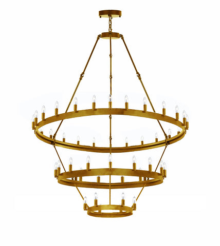 Wrought Iron Vintage Barn Metal Castile Three Tier Chandelier Chandeliers Industrial Loft Rustic Lighting W 38" H 65" - G7-CG/3428/18+12+6