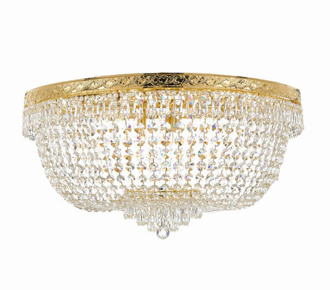 Nail Salon French Empire Crystal Flush Chandelier Chandeliers Lighting - Great for the Dining Room, Foyer, Entryway, Family Room, Bedroom, Living Room and More! H 20" W 36" 25 Lights - A500-FLUSH/CG/4199/25