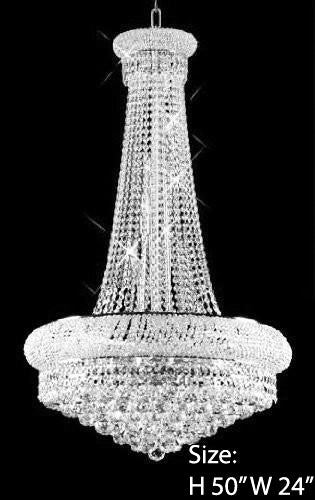 Swarovski Crystal Trimmed Chandelier French Empire Crystal Chandelier H50" X W24" - A93-Large/Silver/542/15 Sw