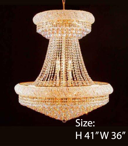 Large Lead Crystal Gold Chandelier Palace Hallway Lighting Fixture W 36" H 41"- A93-Sm/541/28