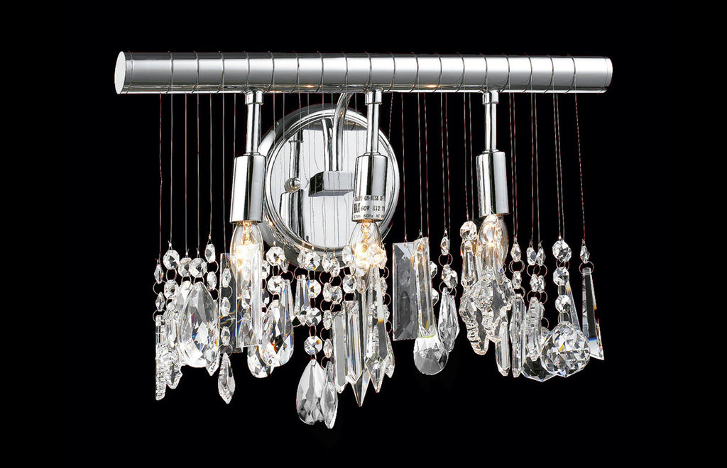 C121-3100W16C/RC - Regency Lighting: Chorus Line 3 light Chrome Wall Sconce Clear Royal Cut Crystal