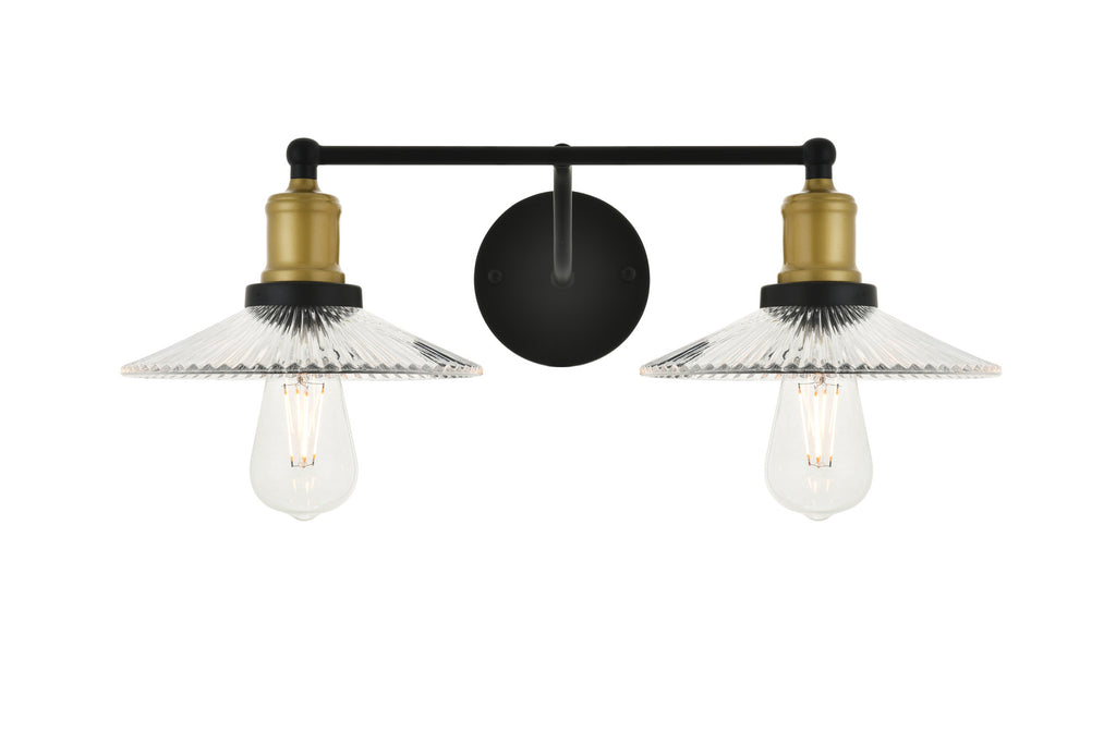 ZC121-LD4040W21BRB - Living District: Waltz 2 light brass and black Wall Sconce