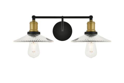 ZC121-LD4040W21BRB - Living District: Waltz 2 light brass and black Wall Sconce