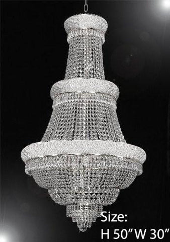Empire Chandelier Lighting W/ Swarovski Crystal 30"X50" - Perfect For An Entryway Or Foyer - G93-Silver/448/21Sw